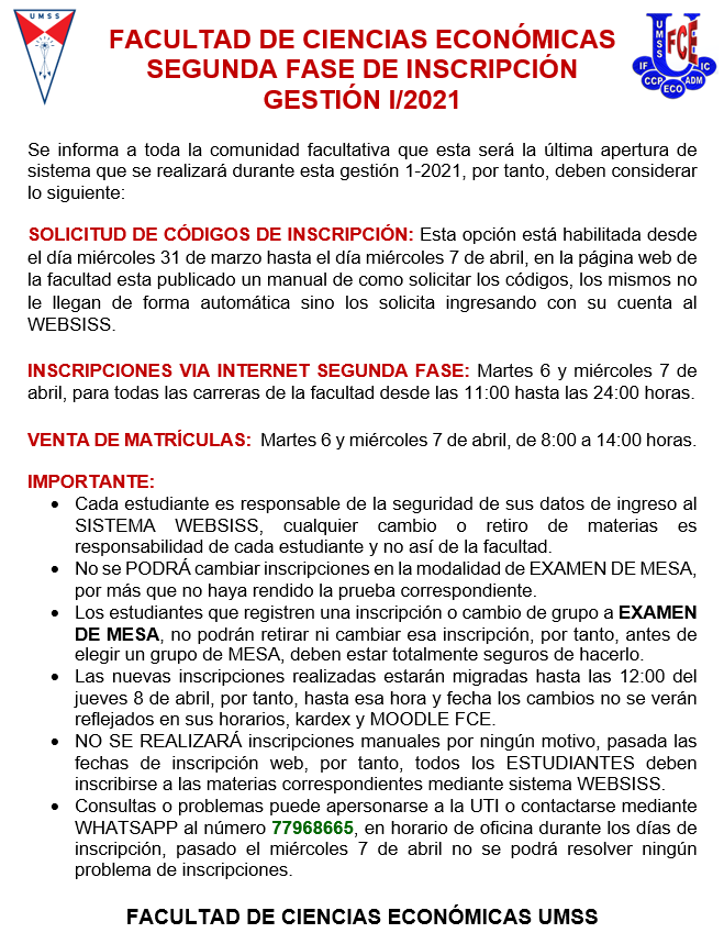 2da fase de inscripciones