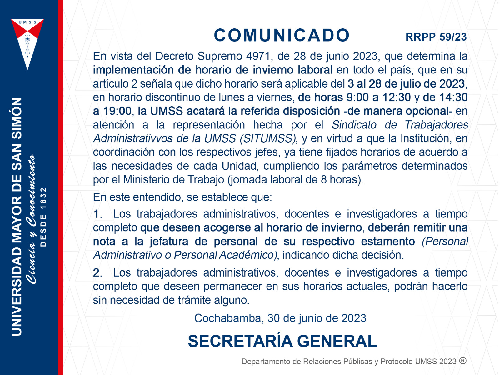 COMUNICADO