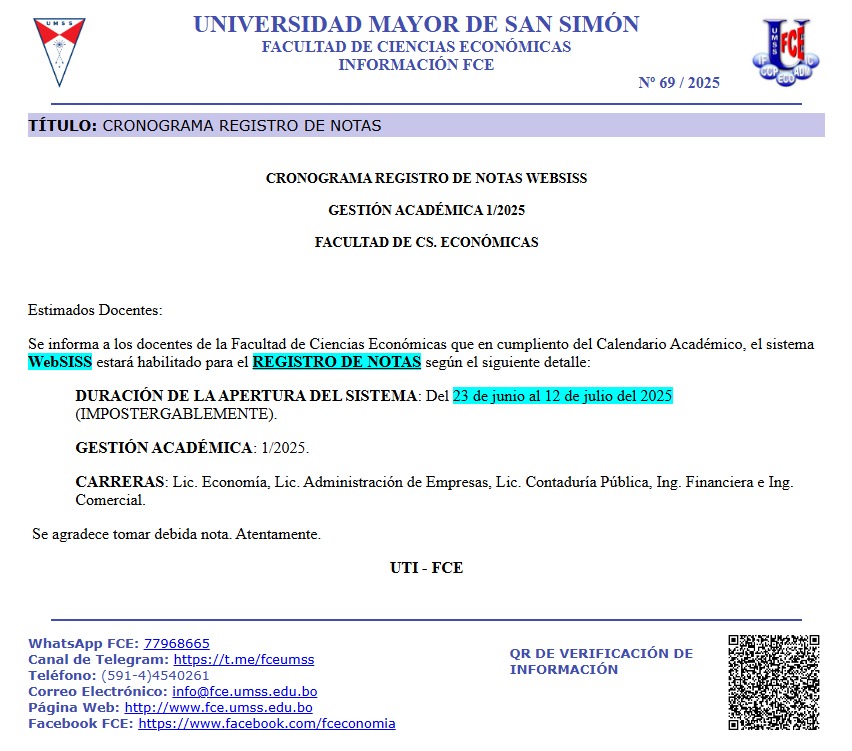 Comunicado - registro notas