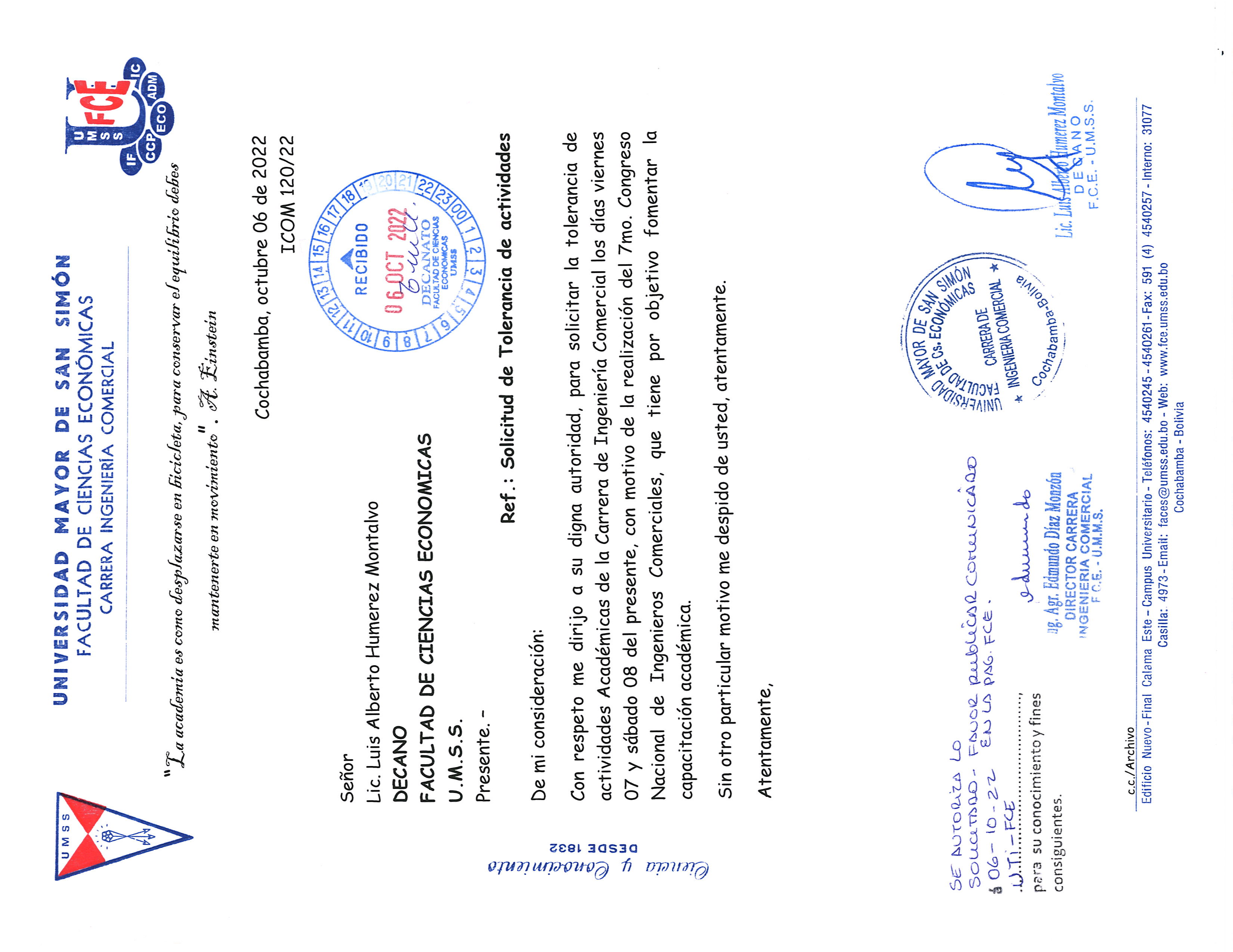 Comunicado Ing. Comercial