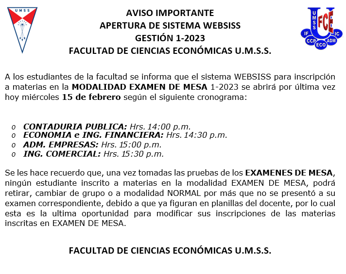 Comunicado Inscripciones MESA