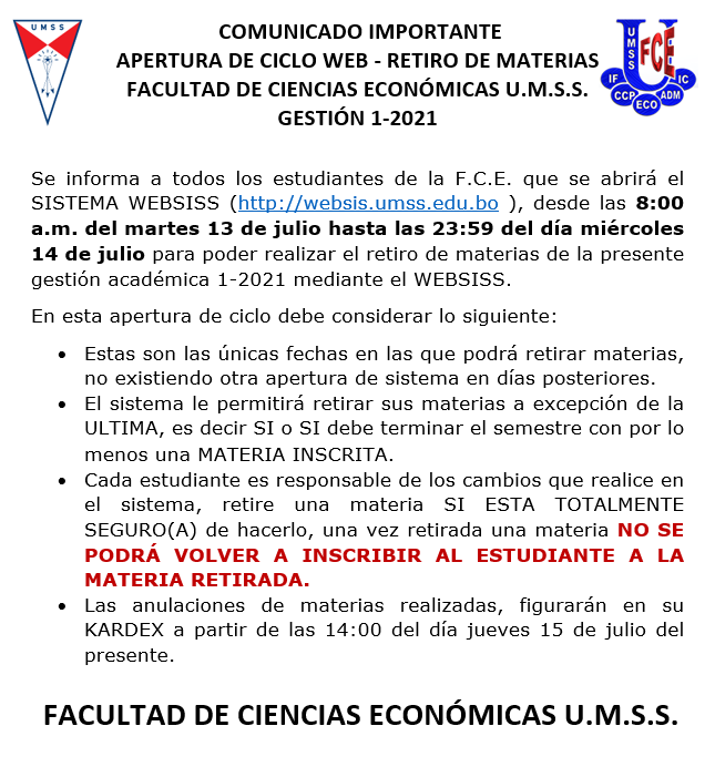 Comunicado Retiro de Materias