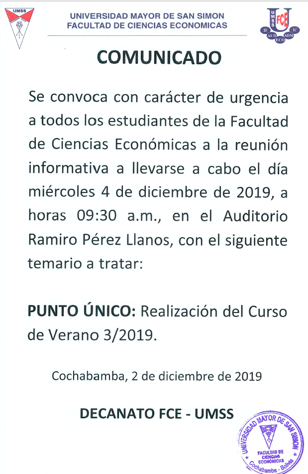Comunicado Verano 3-2019