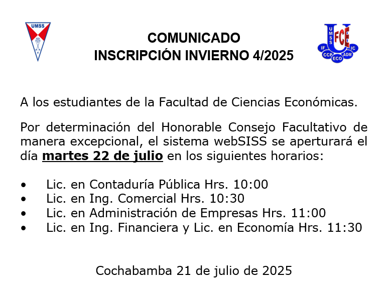Comunicado inscripción estudiantes
