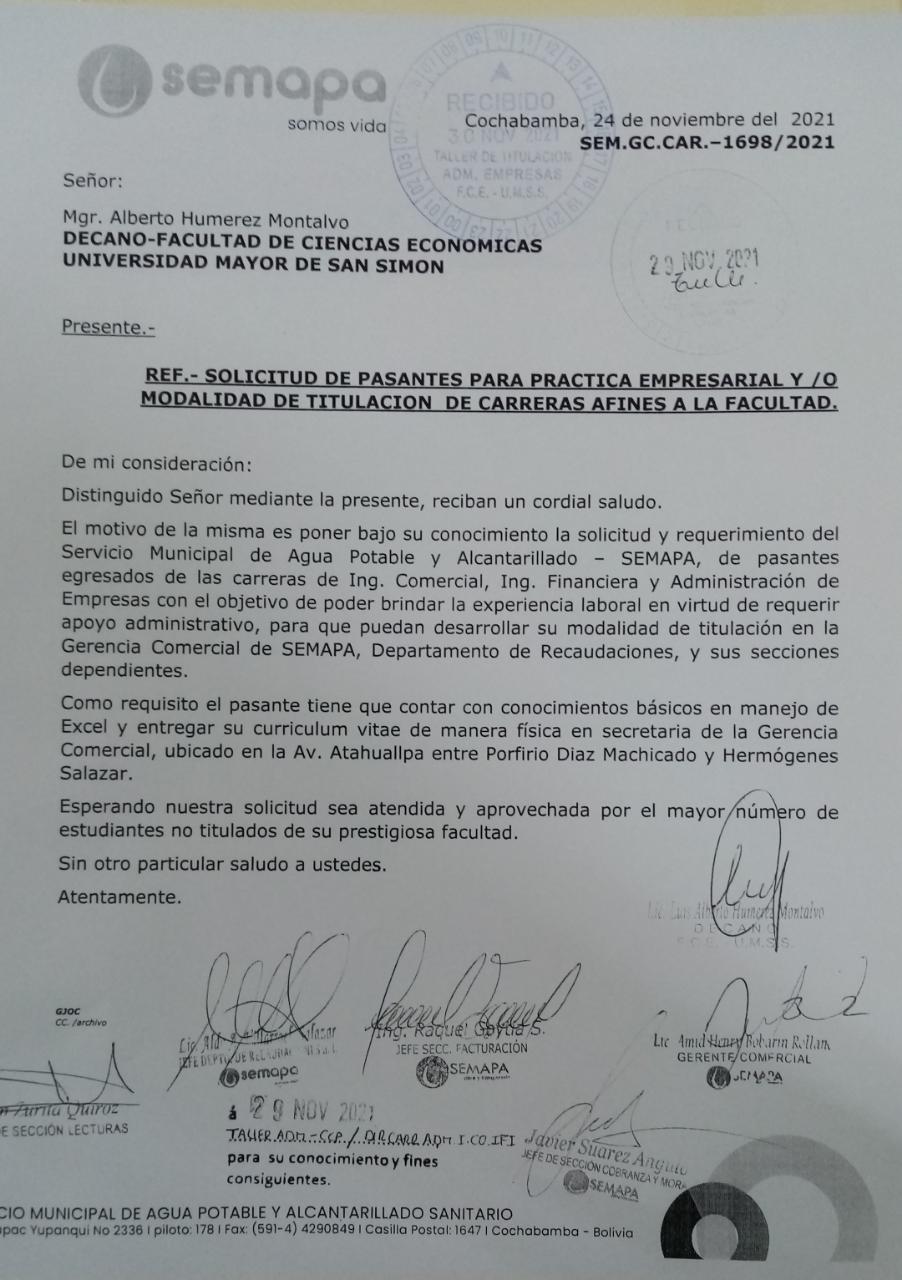 Convocatoria SEMAPA