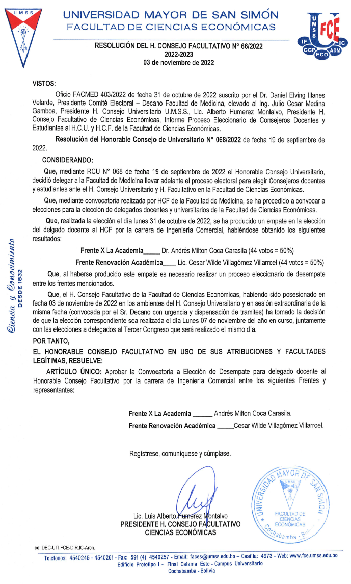 Convocatoria a elección de desempate