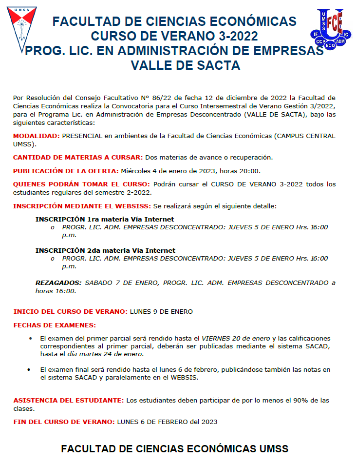 Curso de Verano - Valle de Sacta