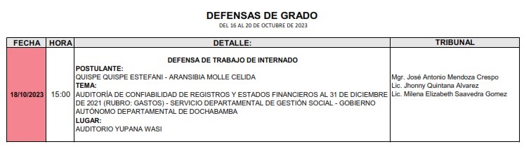 DEFENSAS DE GRADO