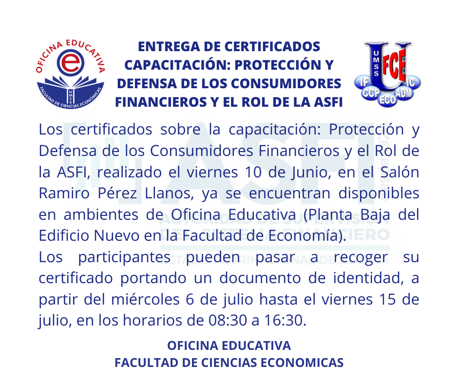ENTREGA CERTIFICADOS ASFI