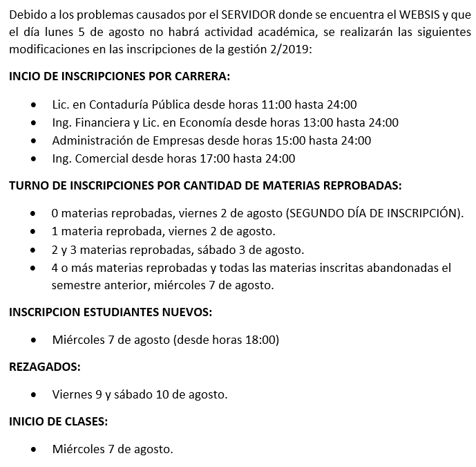 FECHAS INSCRIPCION