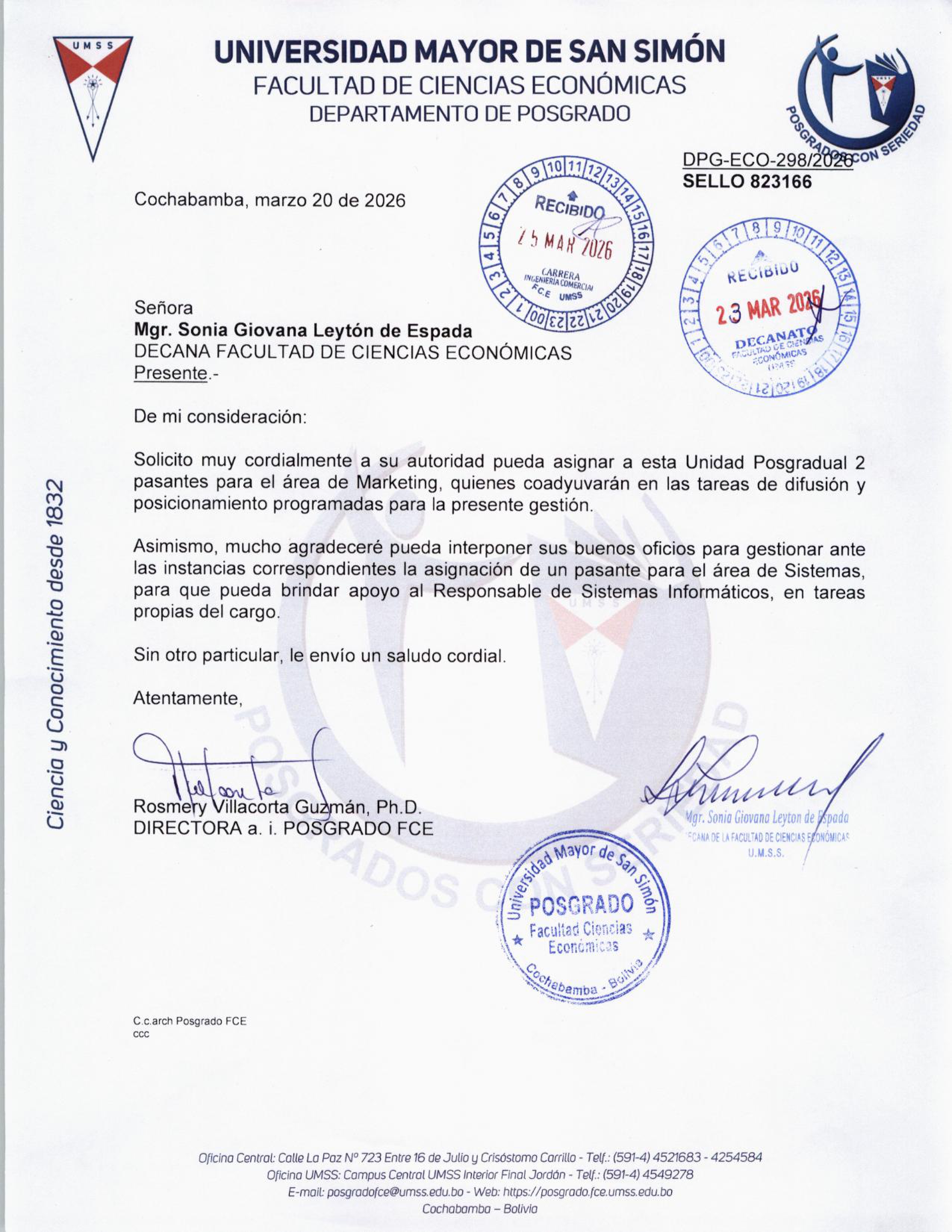 Solicitud de Pasantes para Marketing - Posgrado FCE