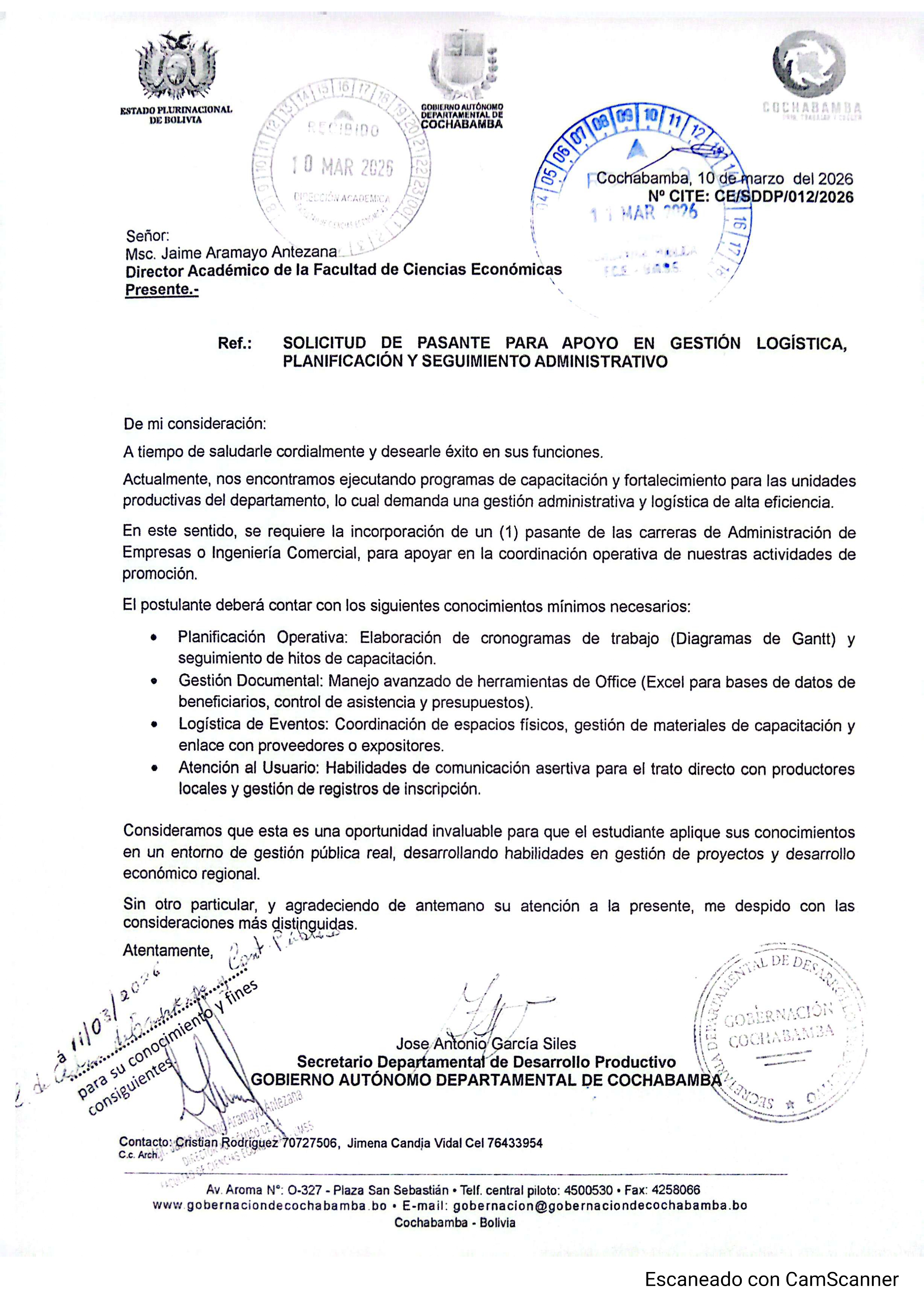 ¡Nueva oportunidad de pasantía para nuestros estudiantes!